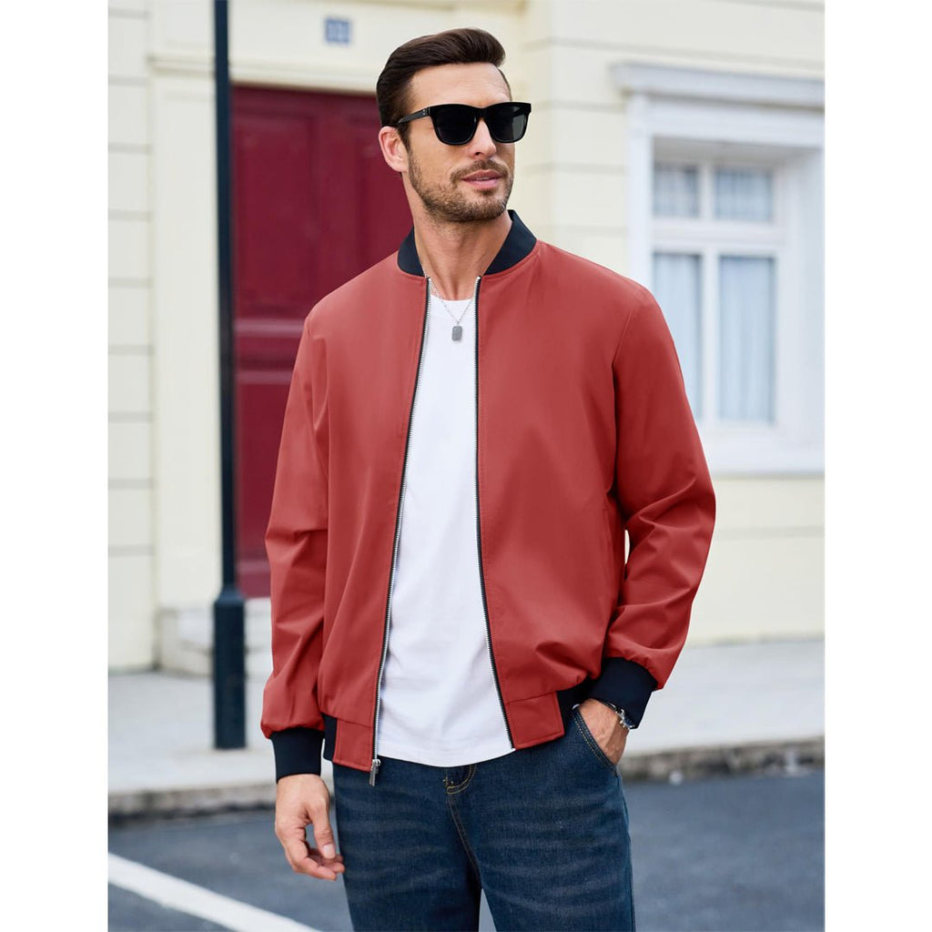 Men's Casual Lightweight Bomber Jacket - Slim Fit Coat