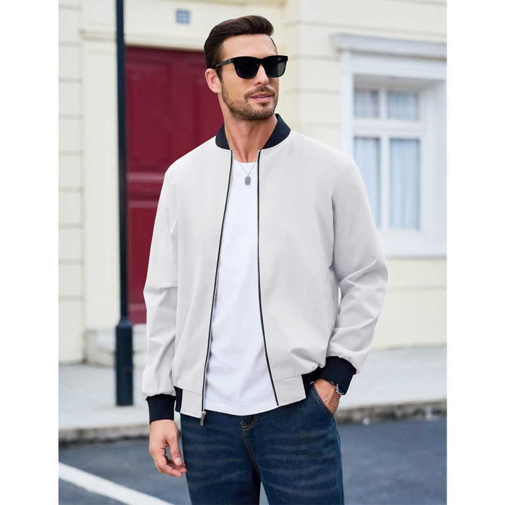 Men's Casual Lightweight Bomber Jacket - Slim Fit Coat