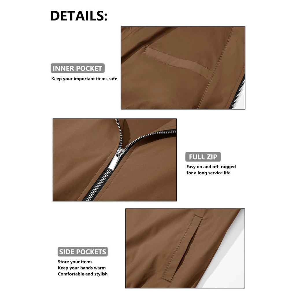 Men's Casual Lightweight Bomber Jacket - Slim Fit Coat