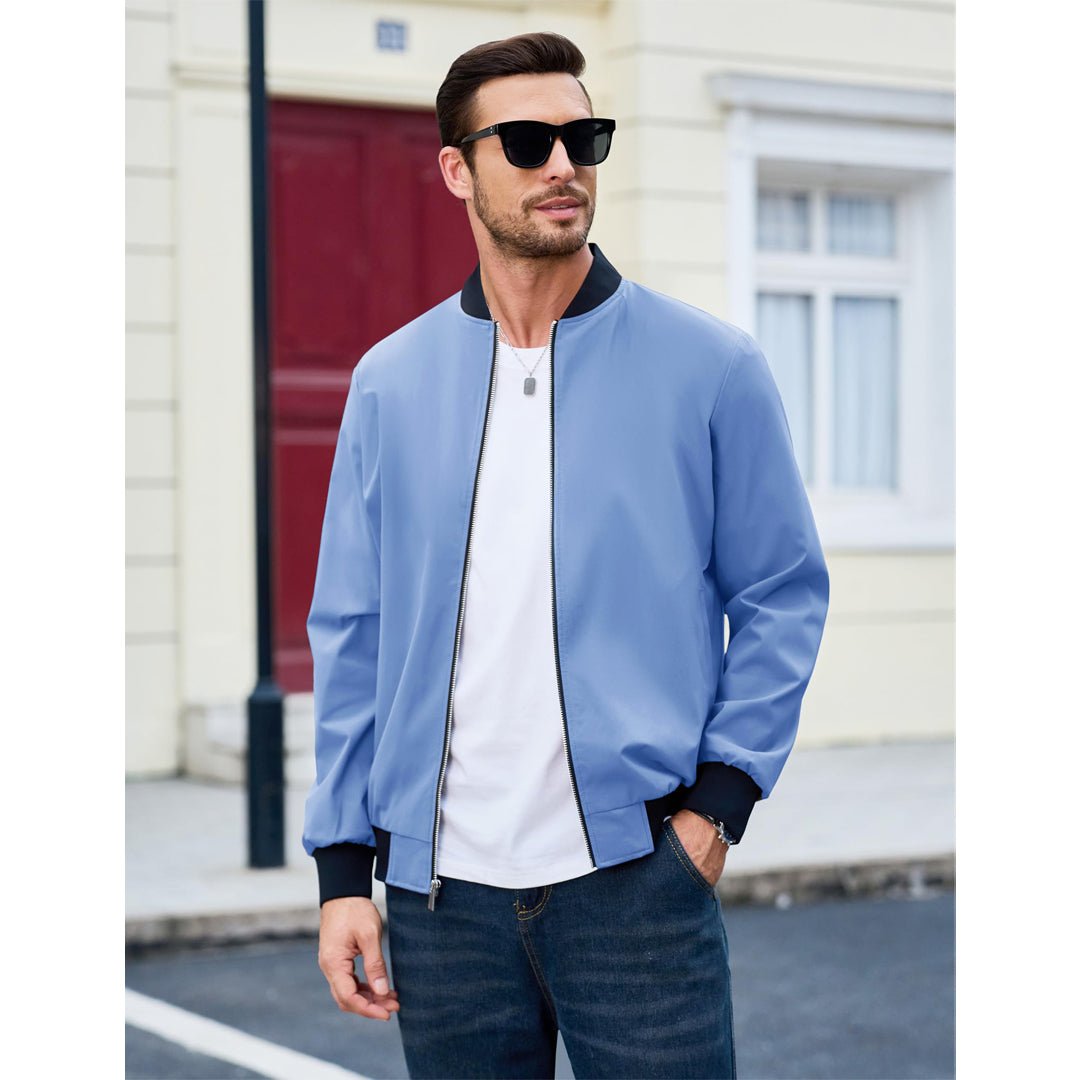Men's Casual Lightweight Bomber Jacket - Slim Fit Coat