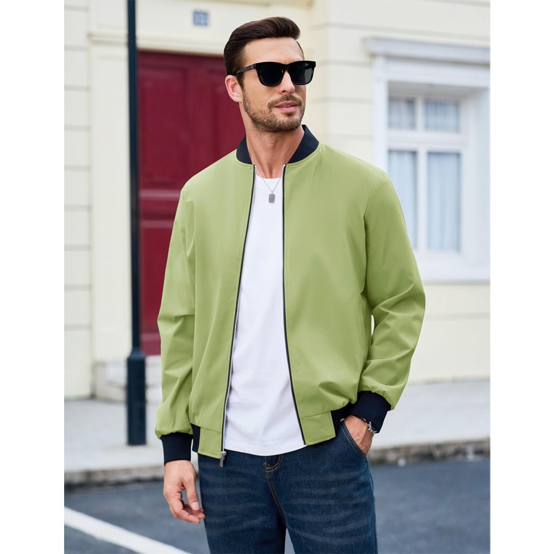Men's Casual Lightweight Bomber Jacket - Slim Fit Coat