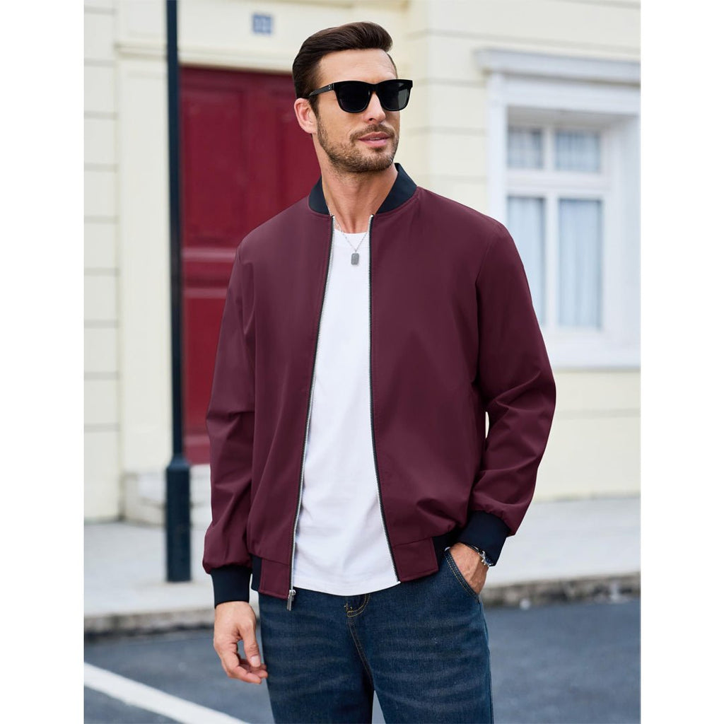 Men's Casual Lightweight Bomber Jacket - Slim Fit Coat