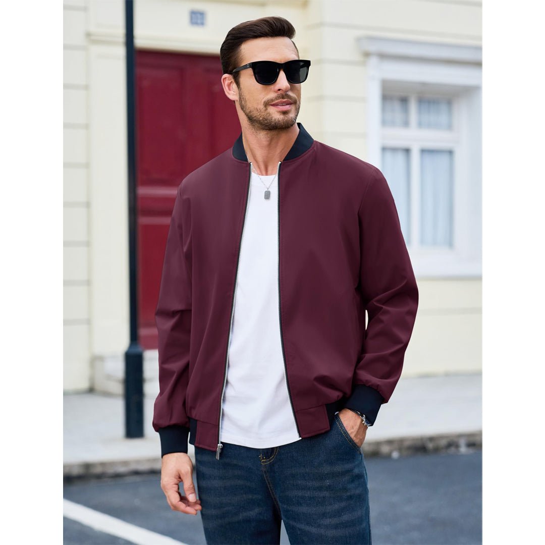 Men's Casual Lightweight Bomber Jacket - Slim Fit Coat