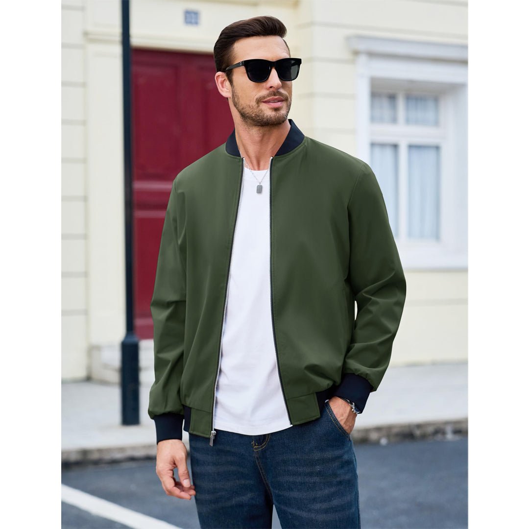 Men's Casual Lightweight Bomber Jacket - Slim Fit Coat