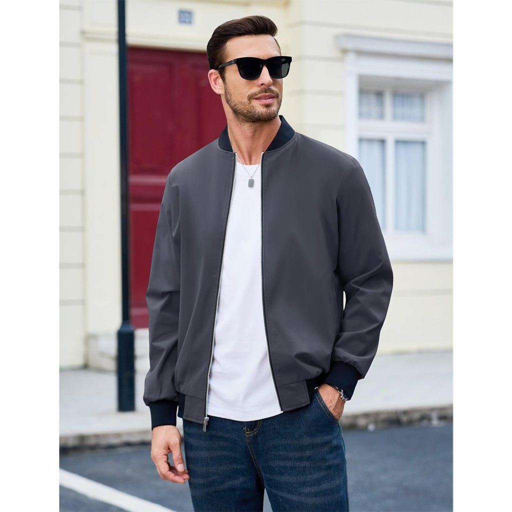 Men's Casual Lightweight Bomber Jacket - Slim Fit Coat