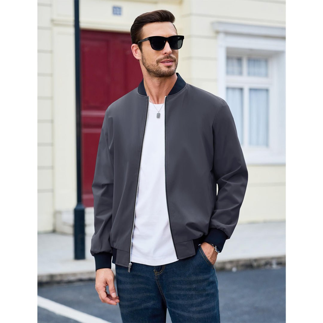 Men's Casual Lightweight Bomber Jacket - Slim Fit Coat