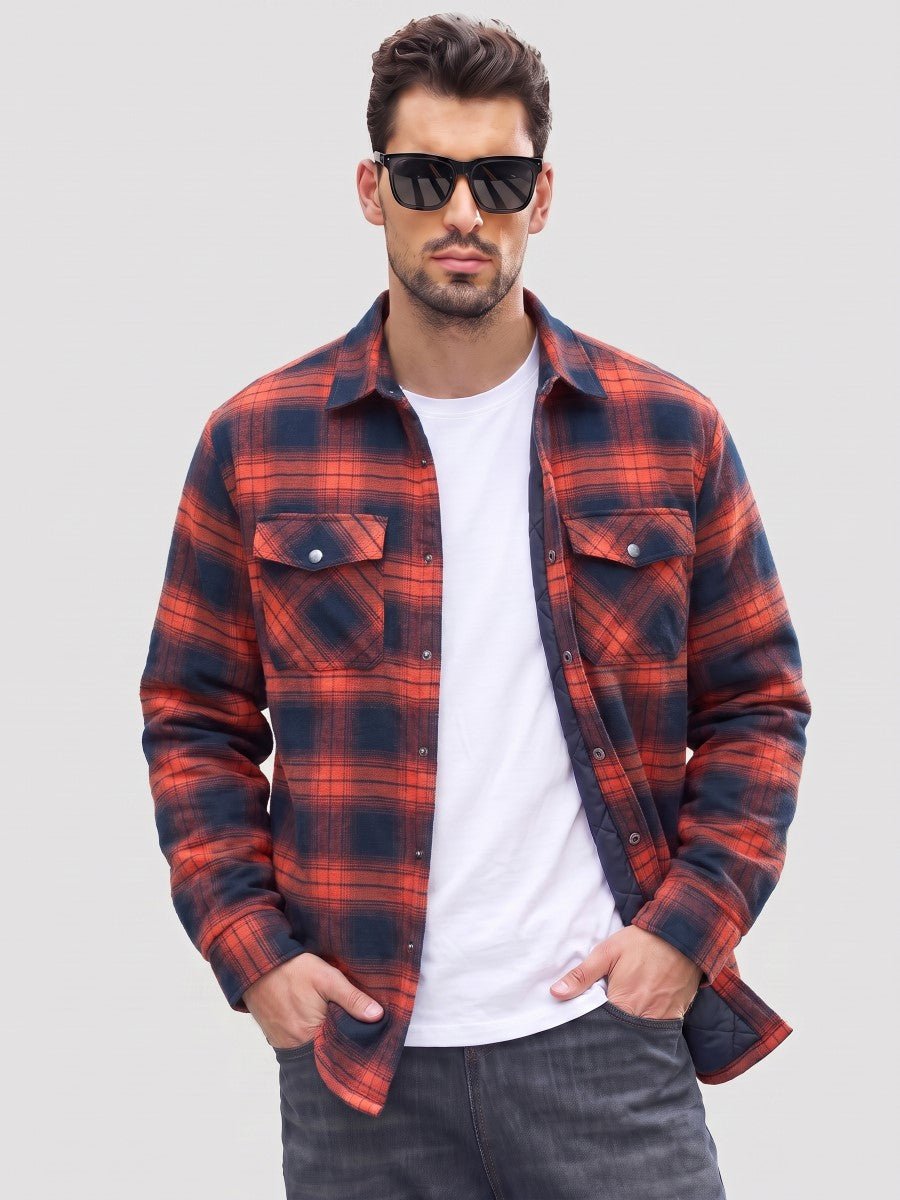 Men's Casual Plaid Long Sleeve Button Up Flannel Shirt Jacket