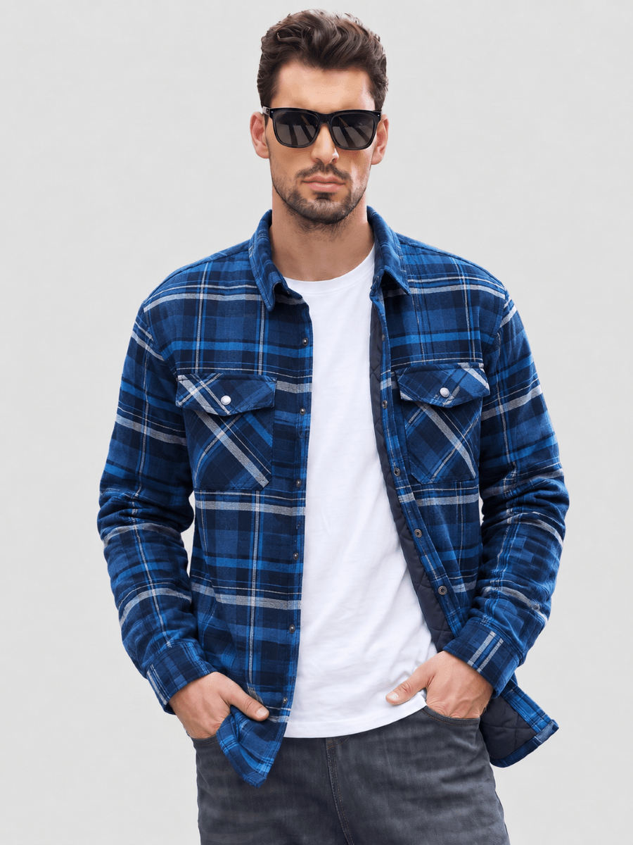 Men's Casual Plaid Long Sleeve Button Up Flannel Shirt Jacket