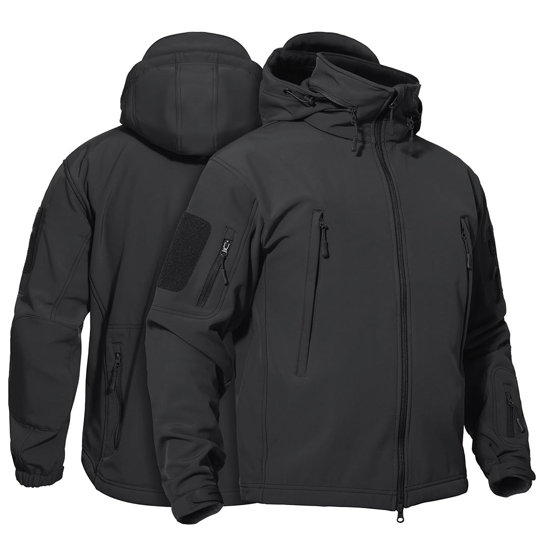 Men's Softshell Concealed Hooded Tactical Fleece Jacket