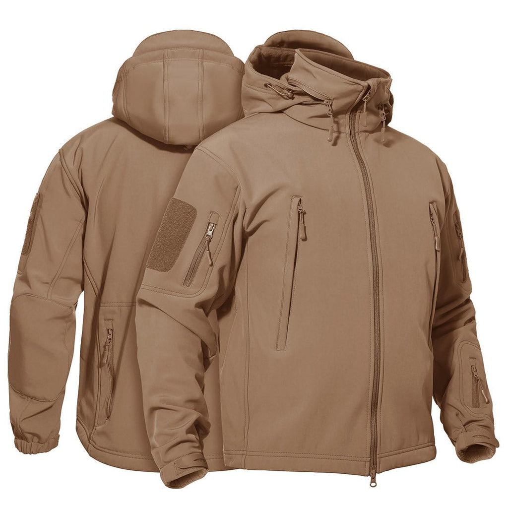 Men's Softshell Concealed Hooded Tactical Fleece Jacket