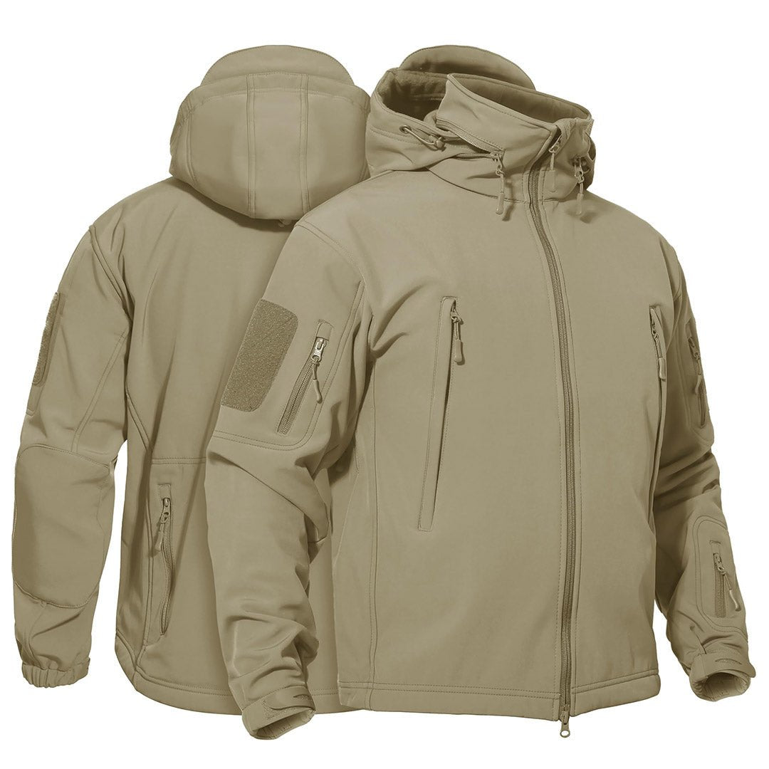 Men's Softshell Concealed Hooded Tactical Fleece Jacket