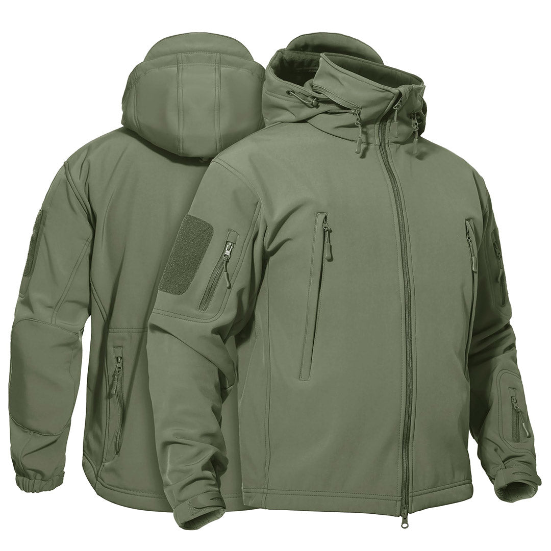 Men's Softshell Concealed Hooded Tactical Fleece Jacket