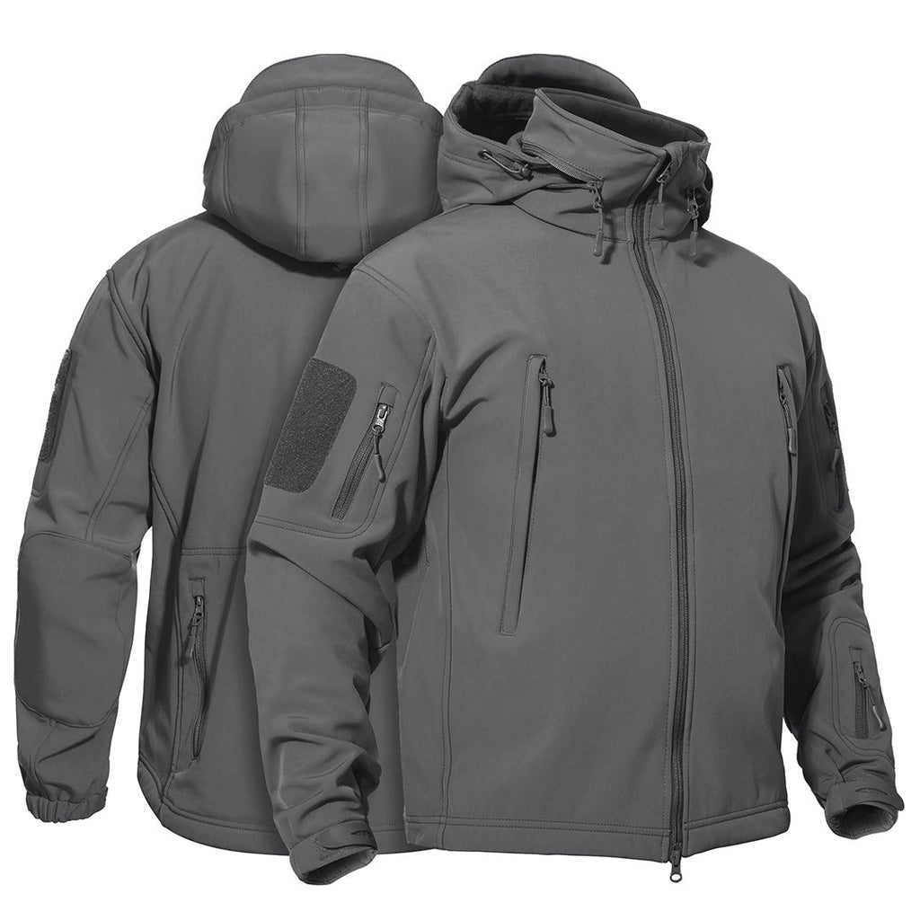 Men's Softshell Concealed Hooded Tactical Fleece Jacket