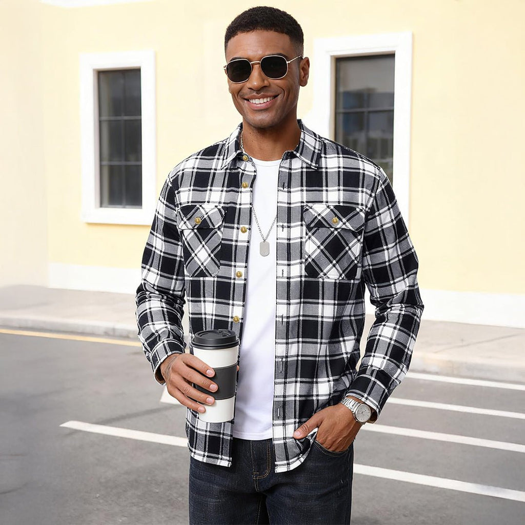 Men's Breathable Retro Casual Plaid Cotton Flannel Jacket