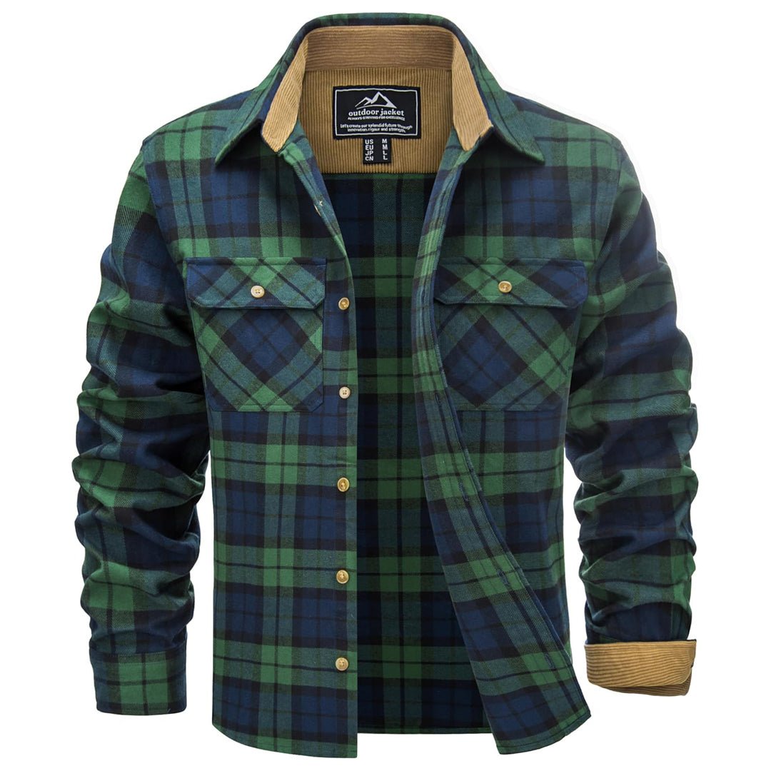 Men's Breathable Retro Casual Plaid Cotton Flannel Jacket