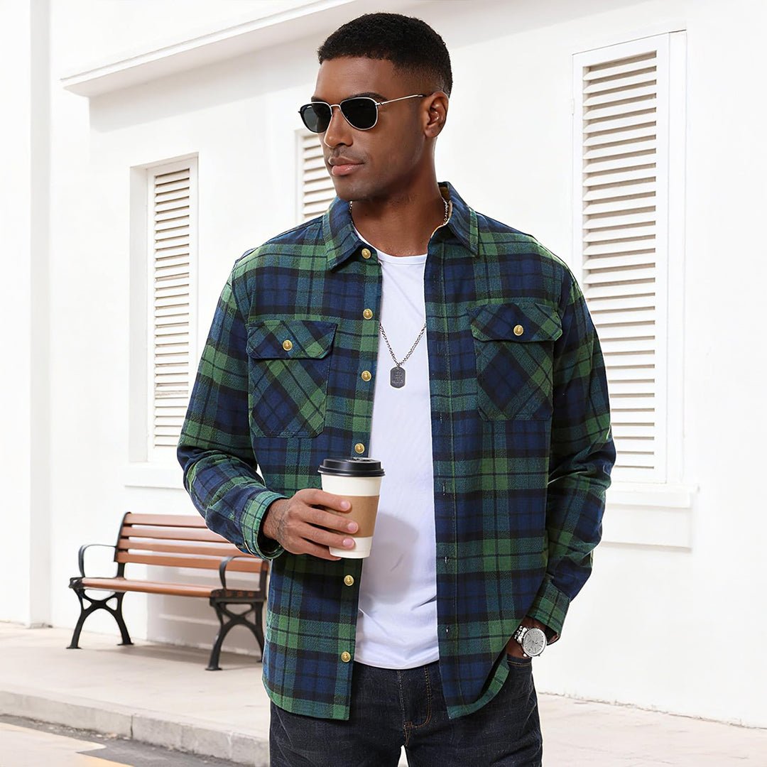 Men's Breathable Retro Casual Plaid Cotton Flannel Jacket