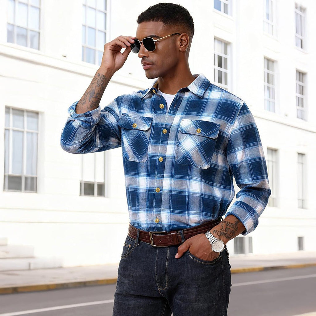 Men's Breathable Retro Casual Plaid Cotton Flannel Jacket