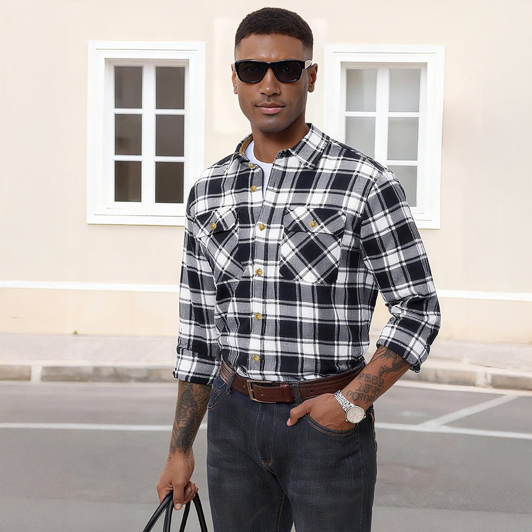 Men's Breathable Retro Casual Plaid Cotton Flannel Jacket