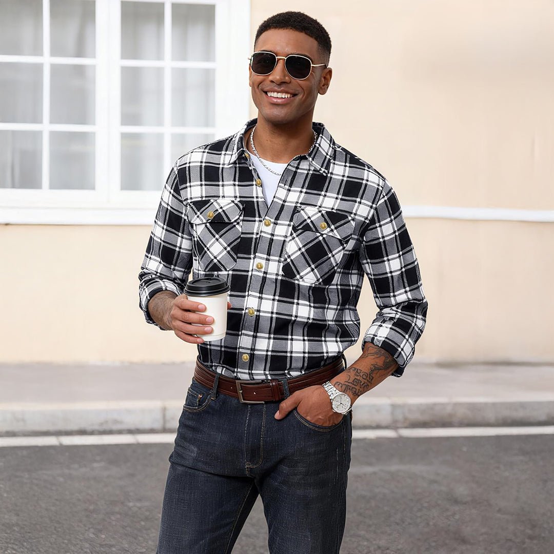 Men's Breathable Retro Casual Plaid Cotton Flannel Jacket