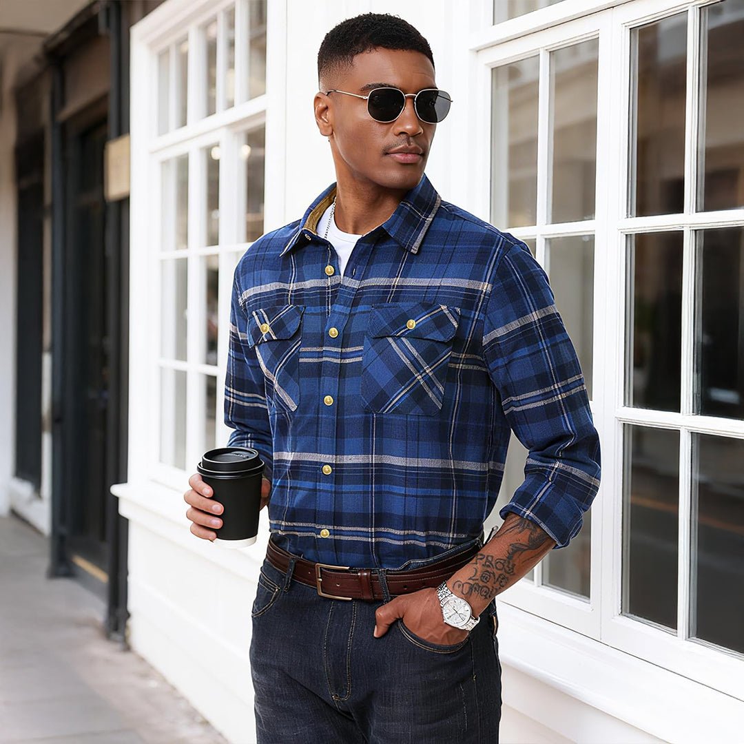 Men's Breathable Retro Casual Plaid Cotton Flannel Jacket