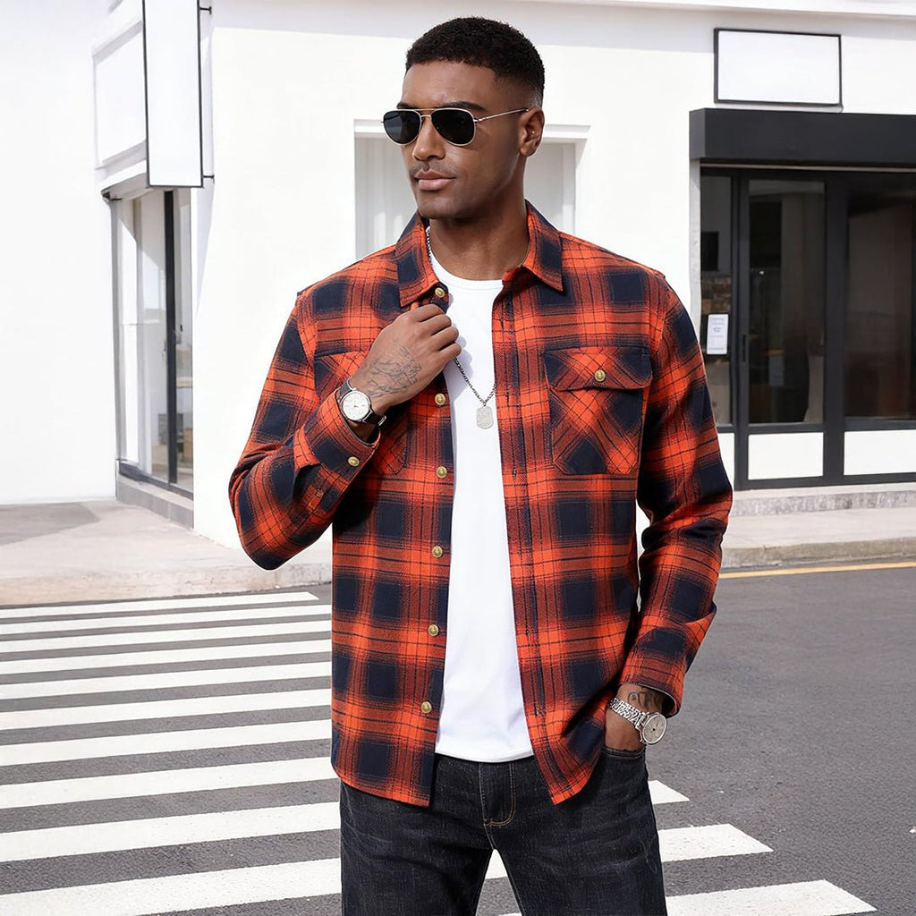 Men's Breathable Retro Casual Plaid Cotton Flannel Jacket