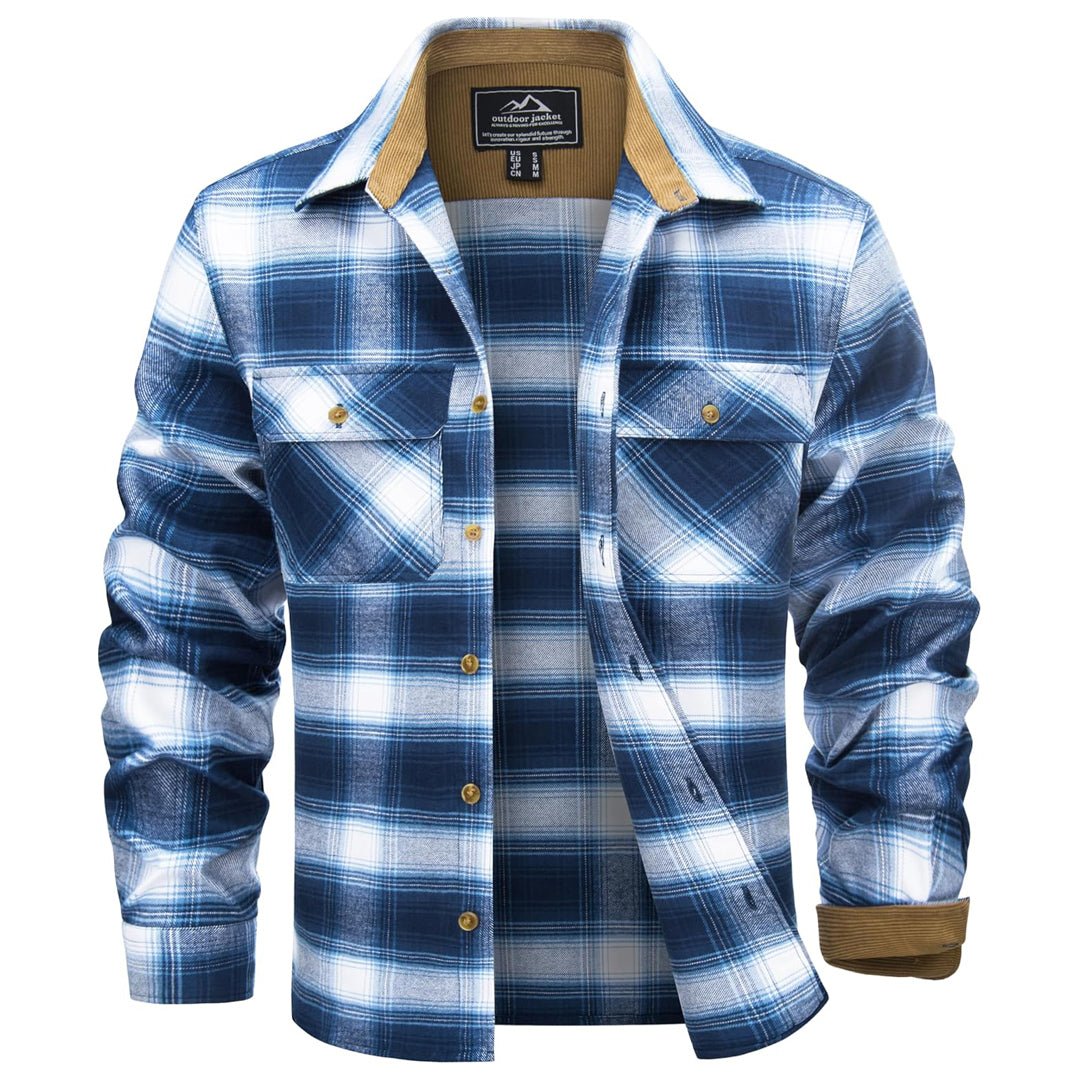 Men's Breathable Retro Casual Plaid Cotton Flannel Jacket