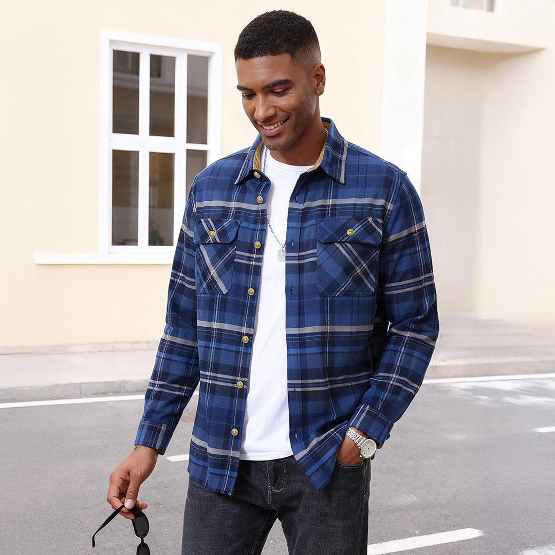 Men's Breathable Retro Casual Plaid Cotton Flannel Jacket
