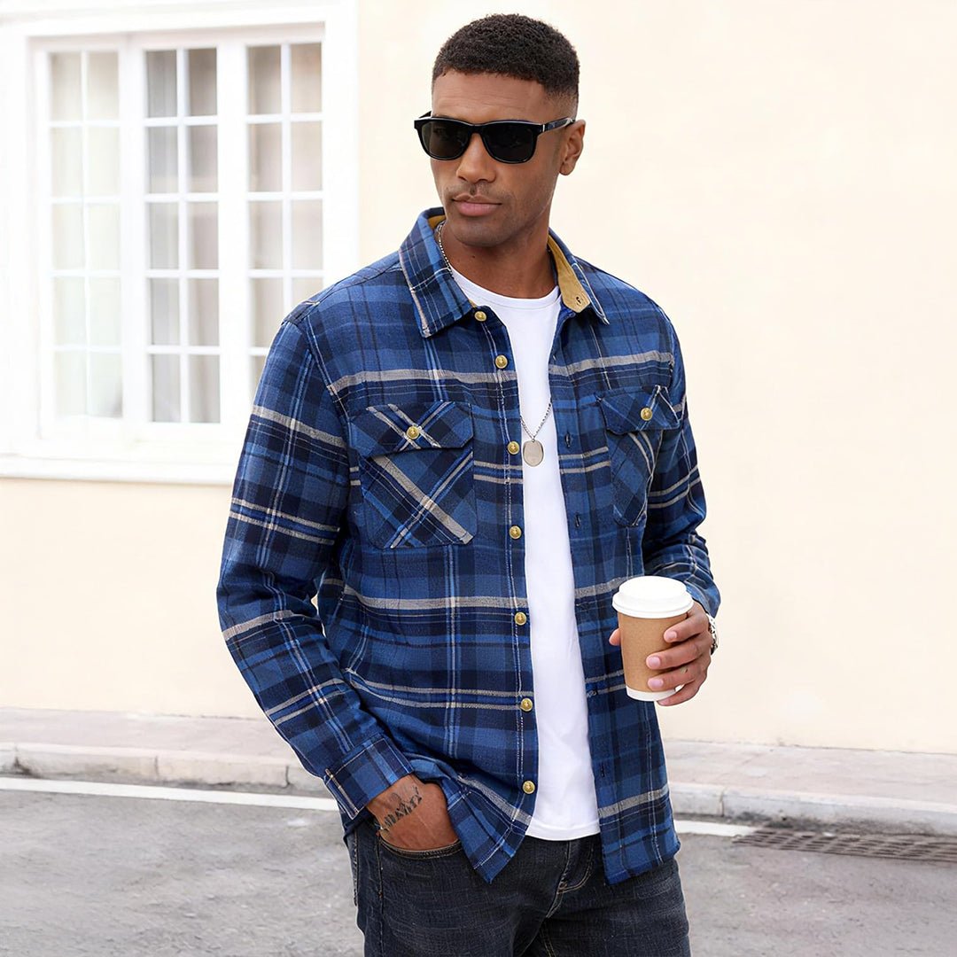 Men's Breathable Retro Casual Plaid Cotton Flannel Jacket