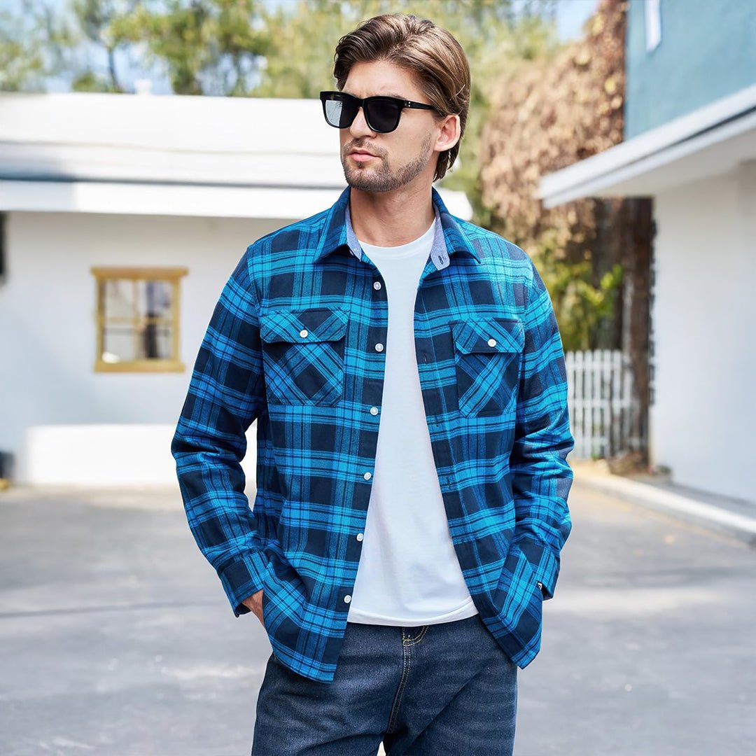 Men's Lightweight Plaid Classic Long Sleeve Flannel Jacket