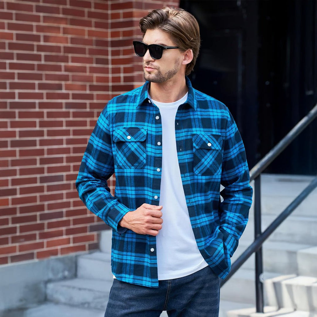 Men's Lightweight Plaid Classic Long Sleeve Flannel Jacket