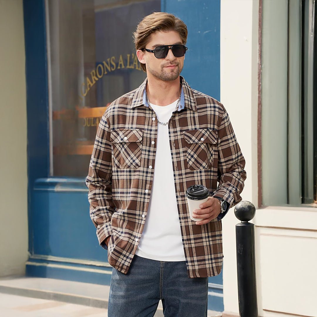 Men's Lightweight Plaid Classic Long Sleeve Flannel Jacket