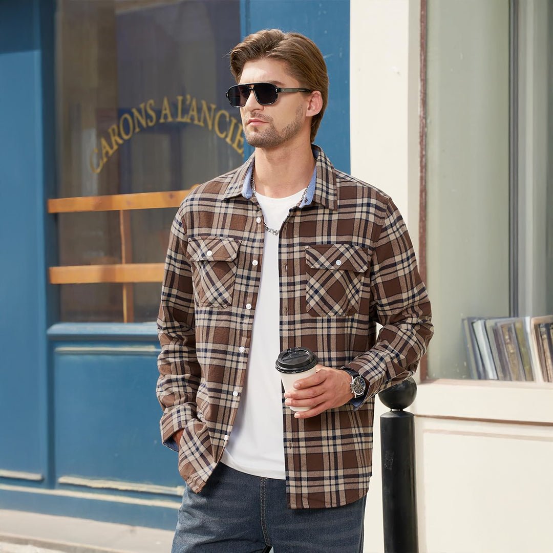 Men's Lightweight Plaid Classic Long Sleeve Flannel Jacket