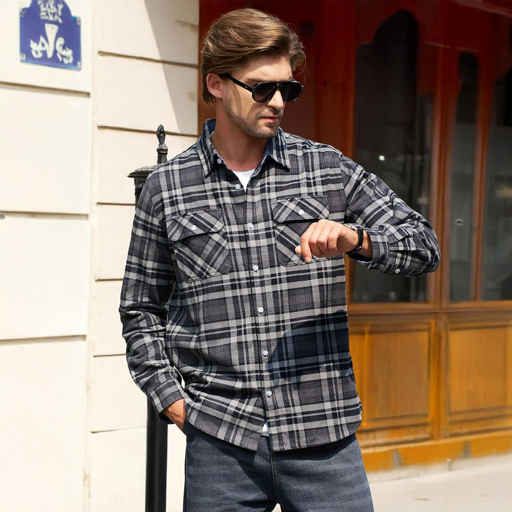 Men's Lightweight Plaid Classic Long Sleeve Flannel Jacket