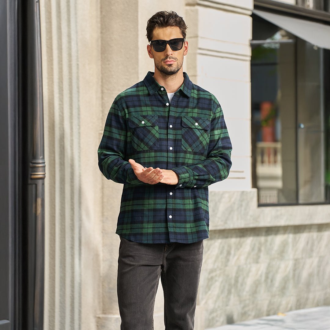 Men's Lightweight Plaid Classic Long Sleeve Flannel Jacket
