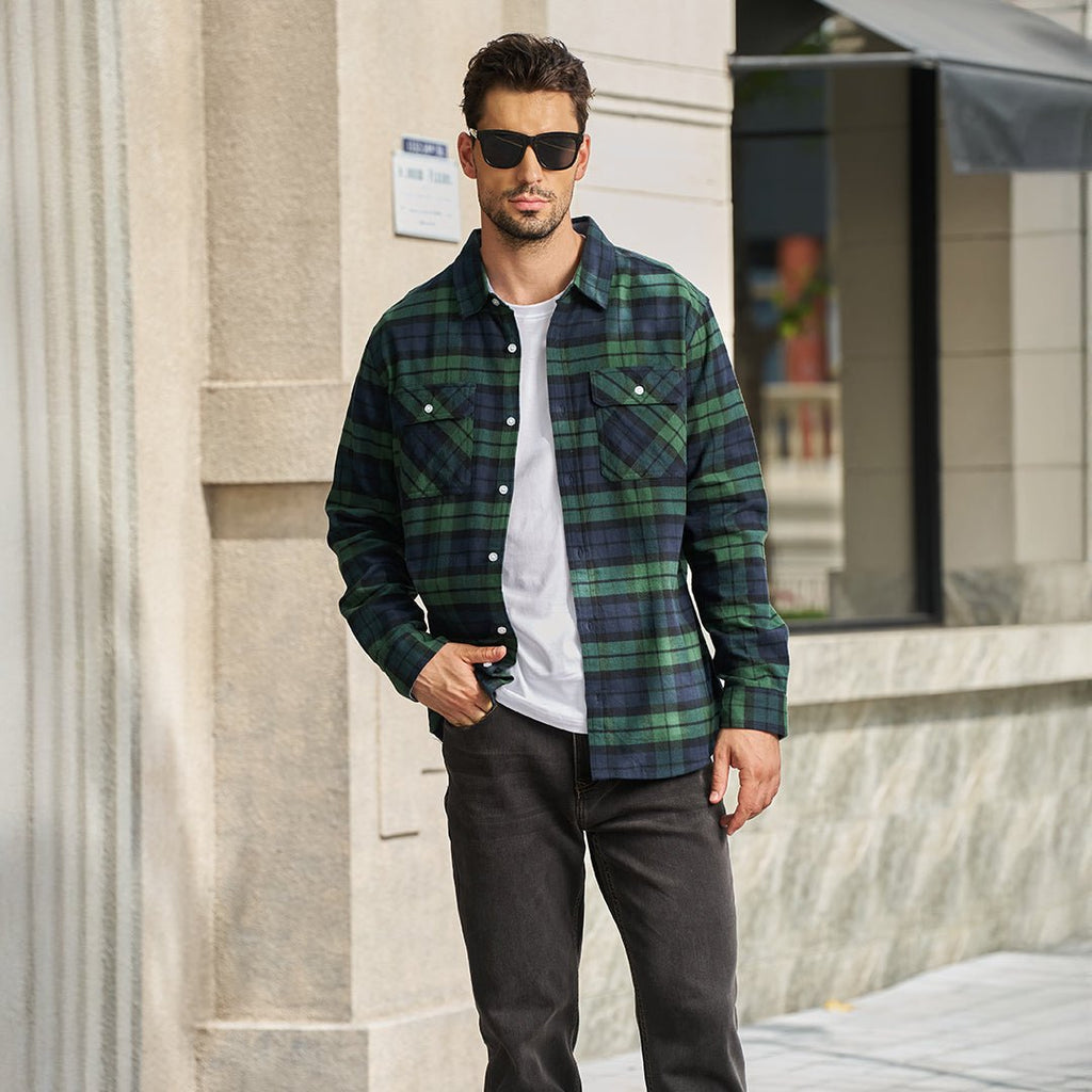 Men's Lightweight Plaid Classic Long Sleeve Flannel Jacket