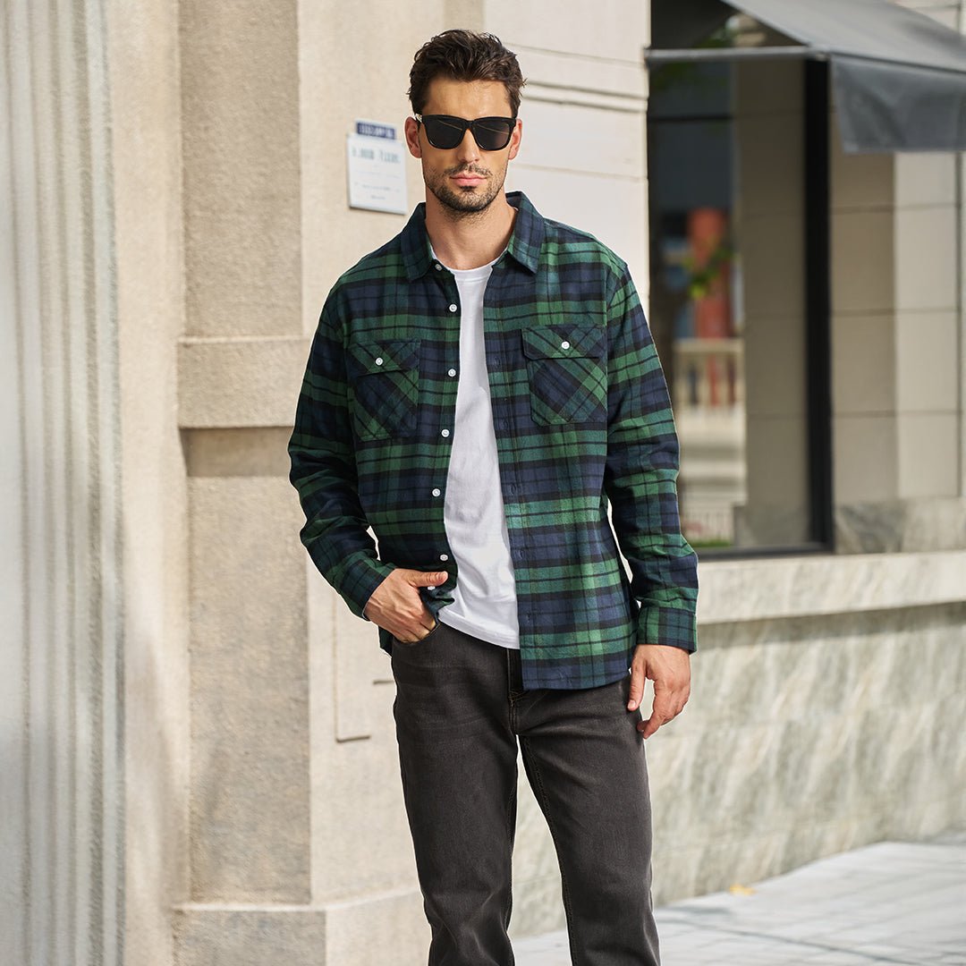 Men's Lightweight Plaid Classic Long Sleeve Flannel Jacket