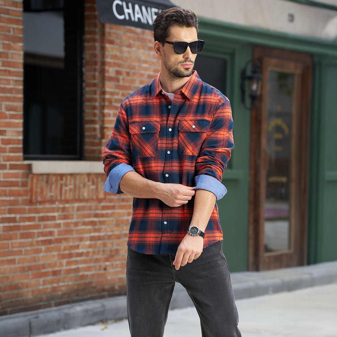 Men's Lightweight Plaid Classic Long Sleeve Flannel Jacket