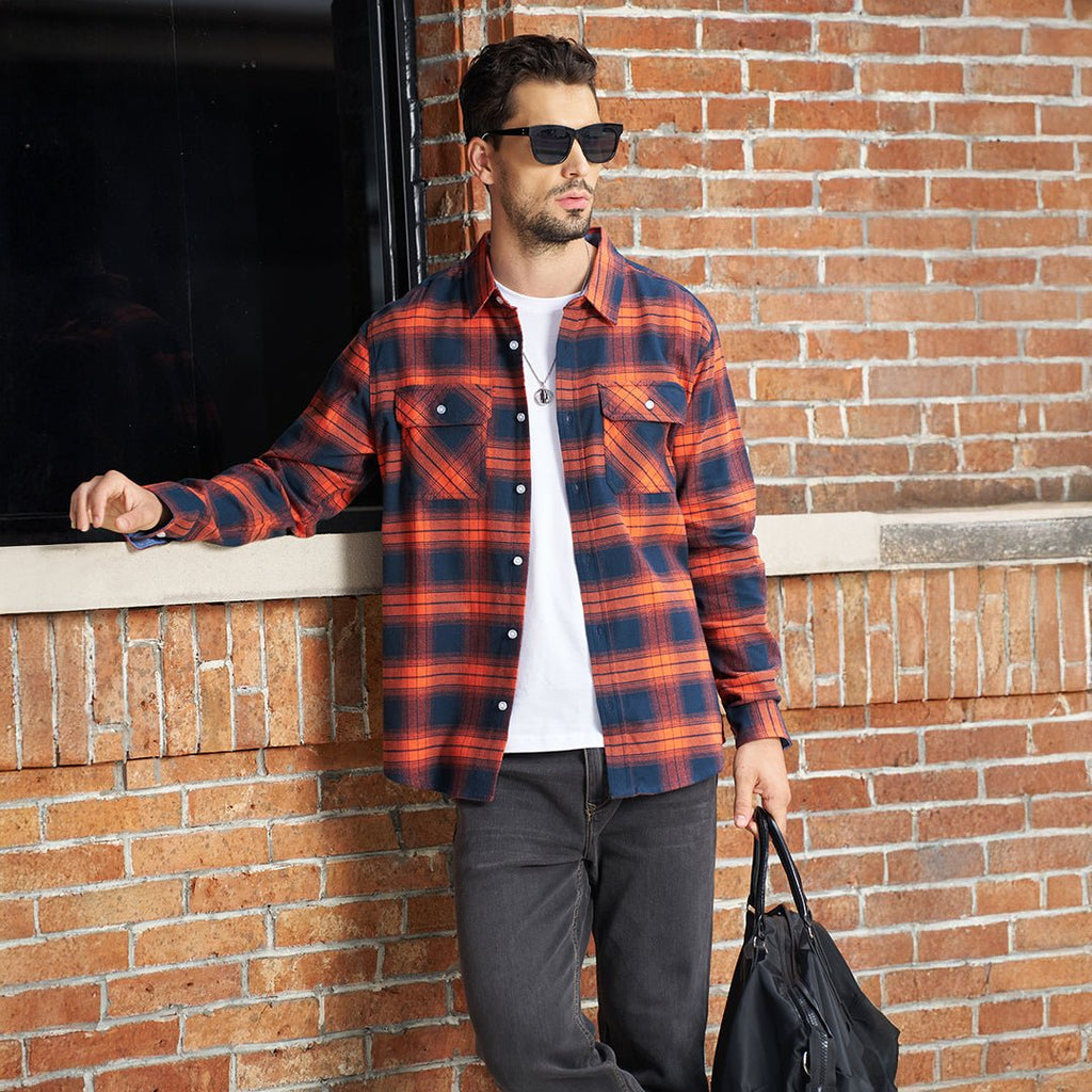 Men's Lightweight Plaid Classic Long Sleeve Flannel Jacket