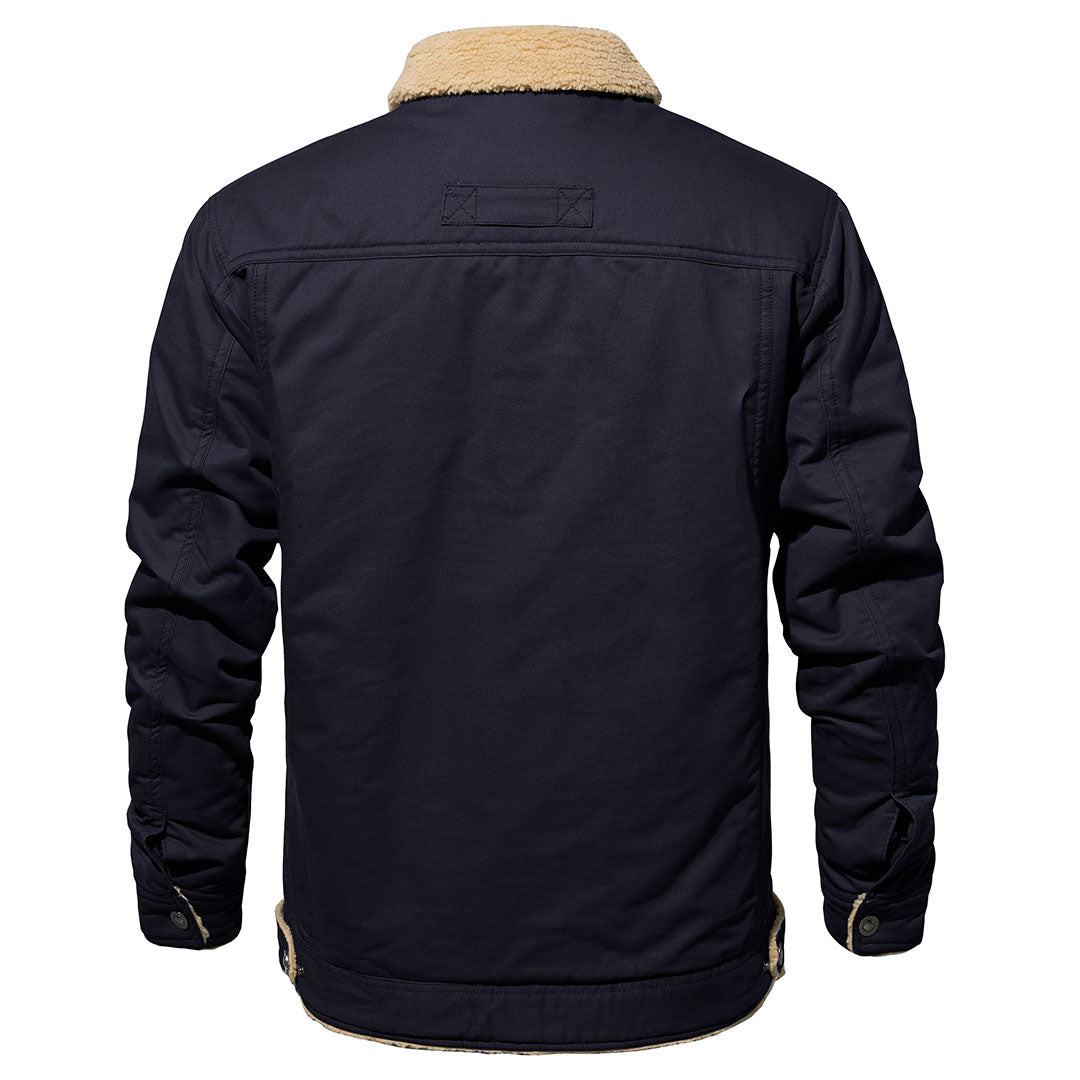 Men's Cotton Sherpa Lined Cargo Jacket | Casual Winter Coat
