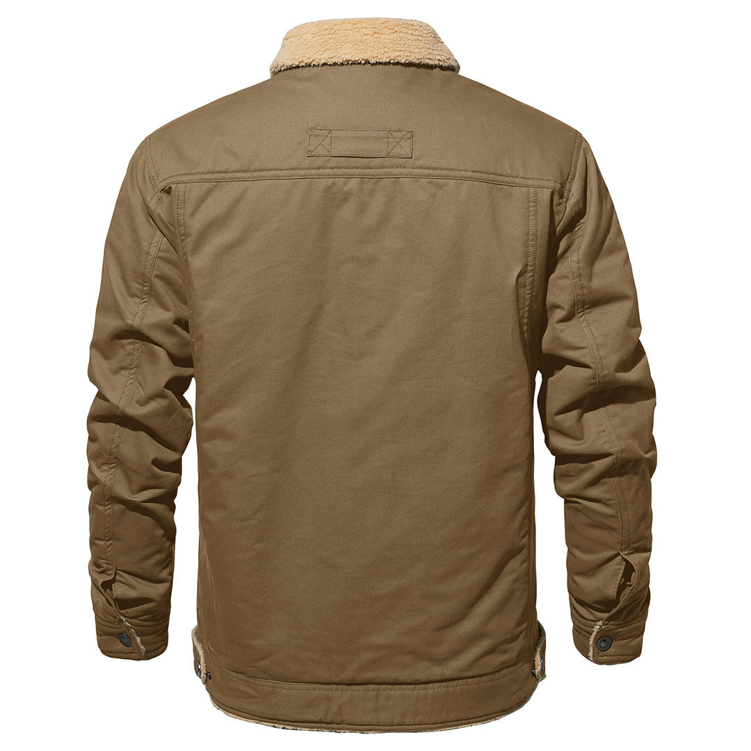 Men's Cotton Sherpa Lined Cargo Jacket | Casual Winter Coat