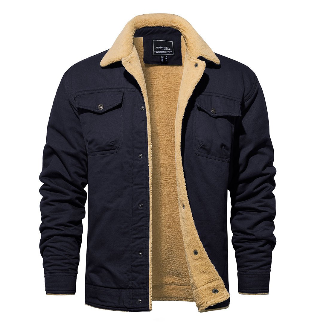 Men's Cotton Sherpa Lined Cargo Jacket | Casual Winter Coat