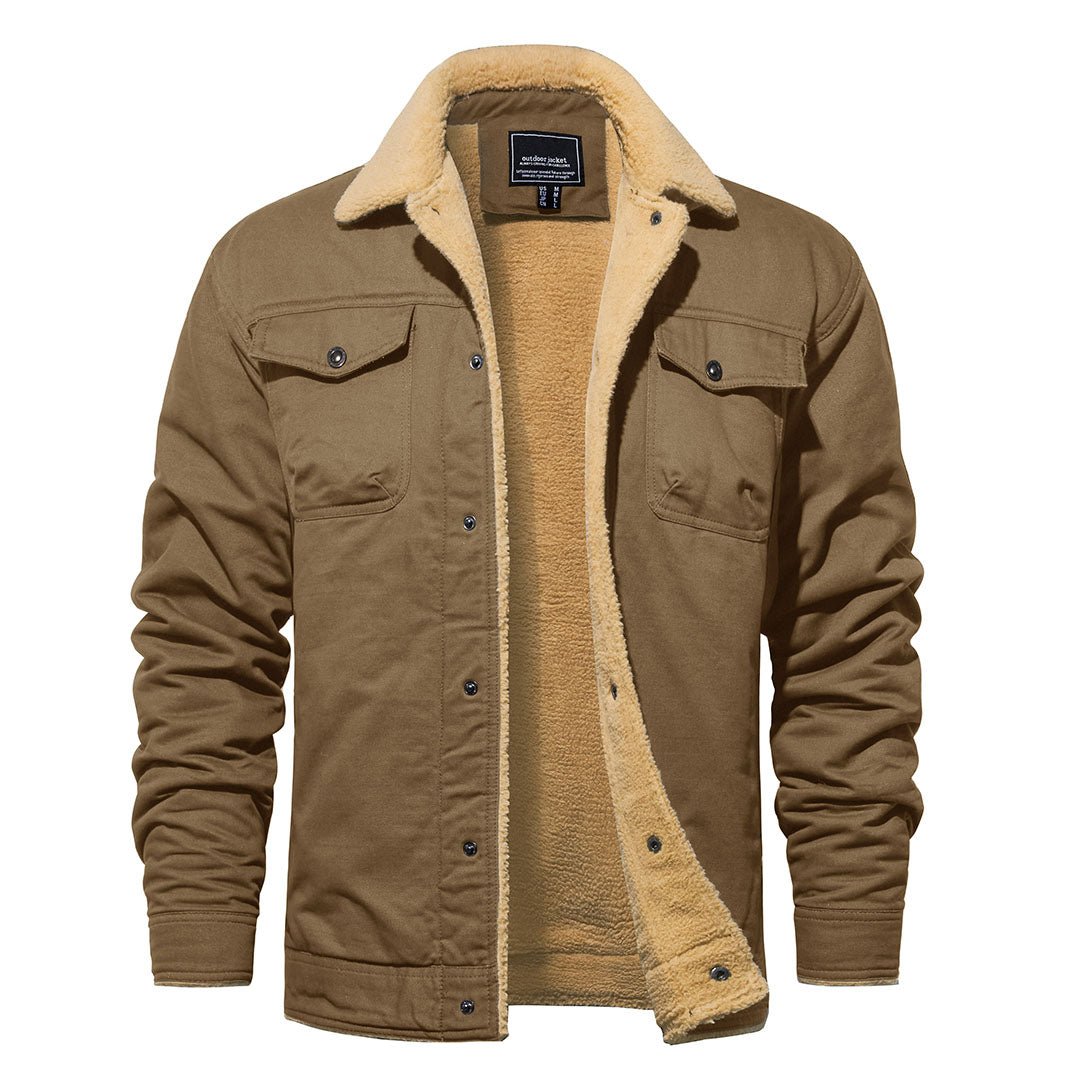 Men's Cotton Sherpa Lined Cargo Jacket | Casual Winter Coat