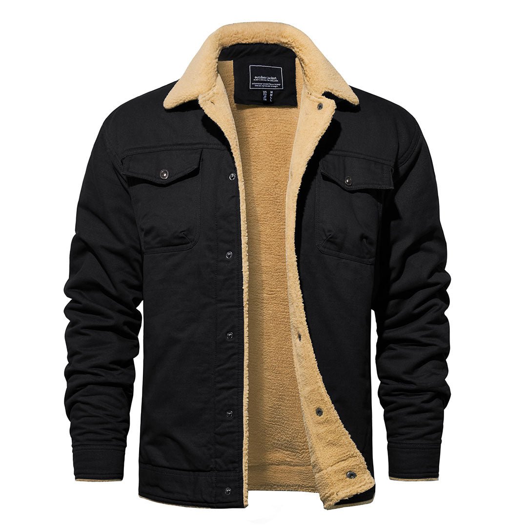 Men's Cotton Sherpa Lined Cargo Jacket | Casual Winter Coat