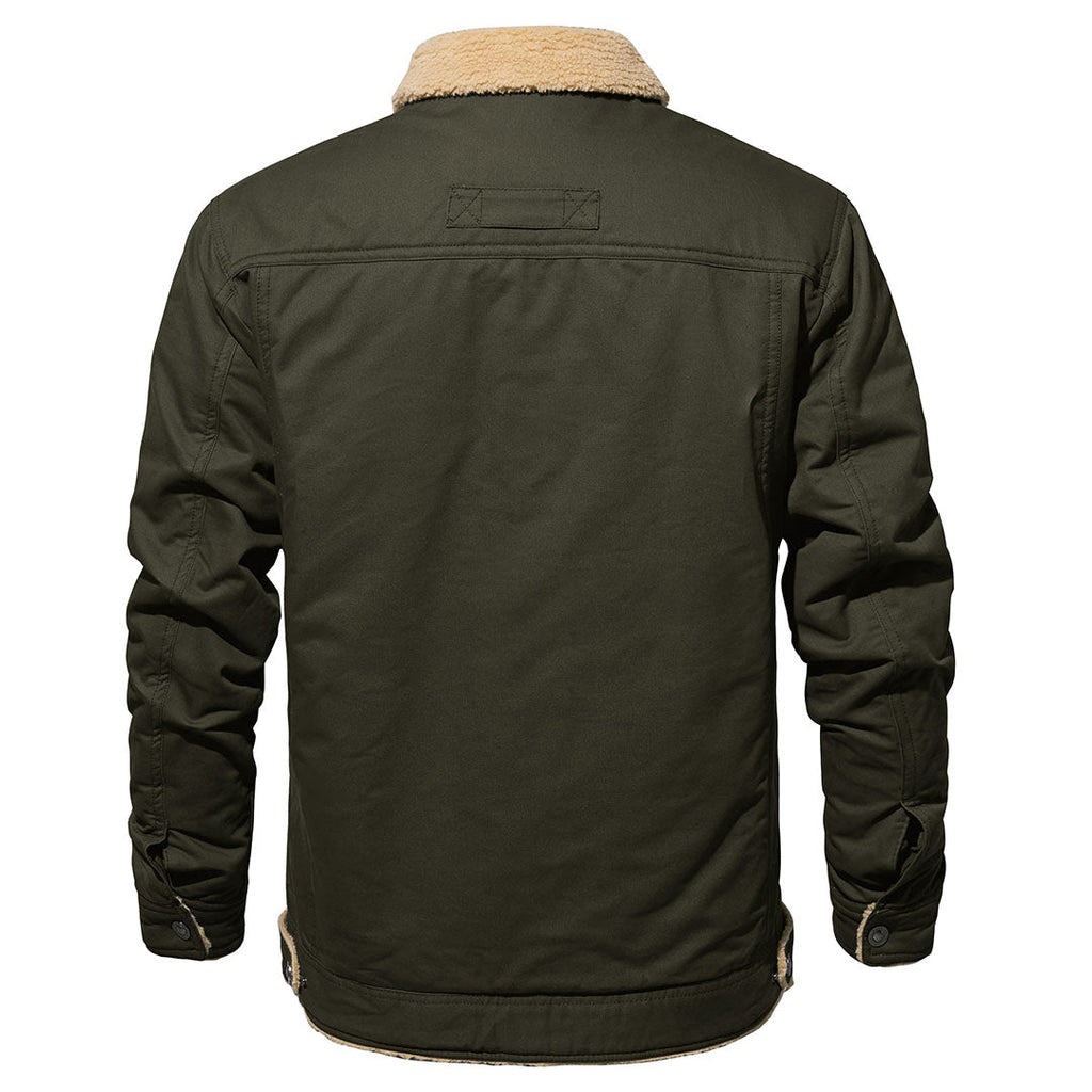 Men's Cotton Sherpa Lined Cargo Jacket | Casual Winter Coat
