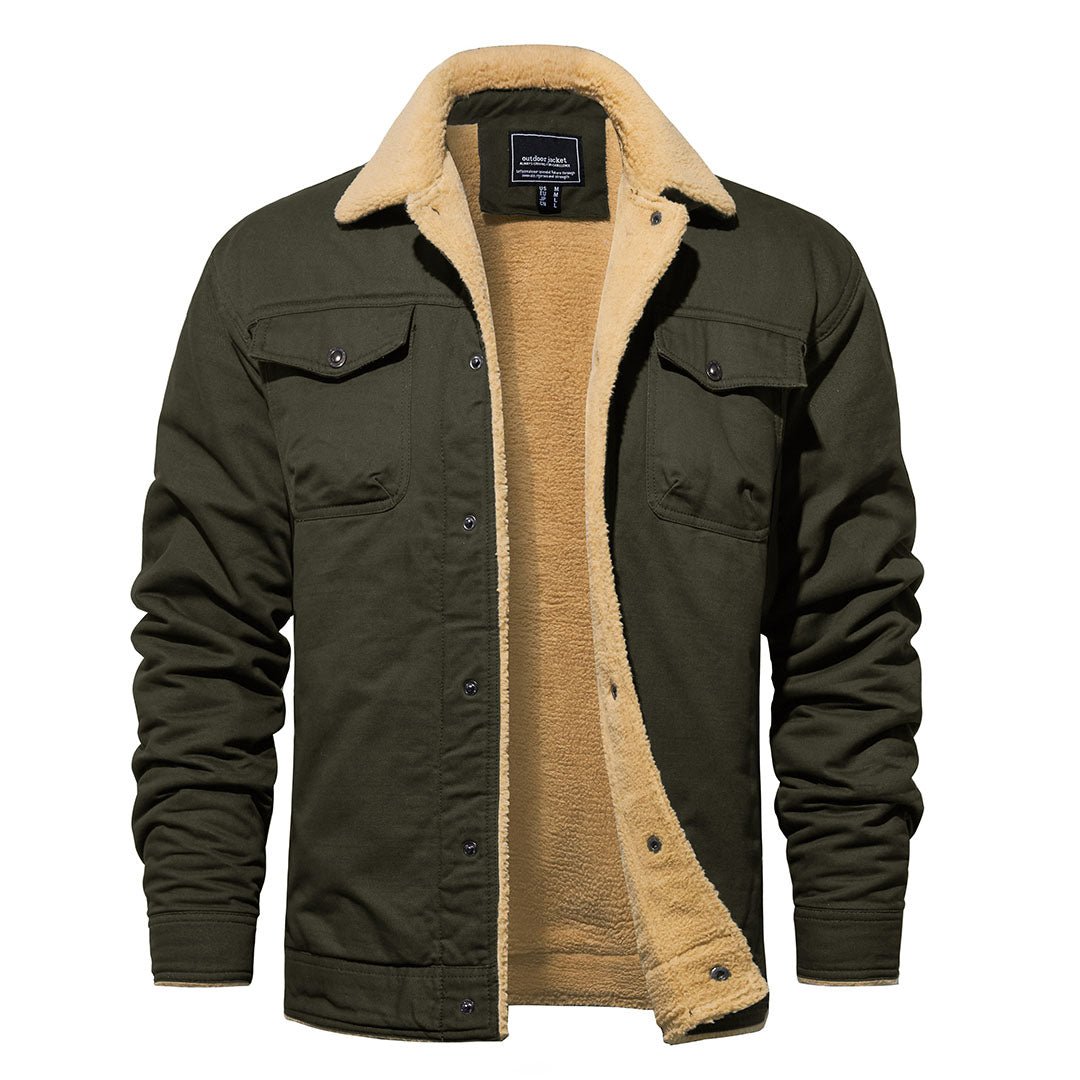 Men's Cotton Sherpa Lined Cargo Jacket | Casual Winter Coat