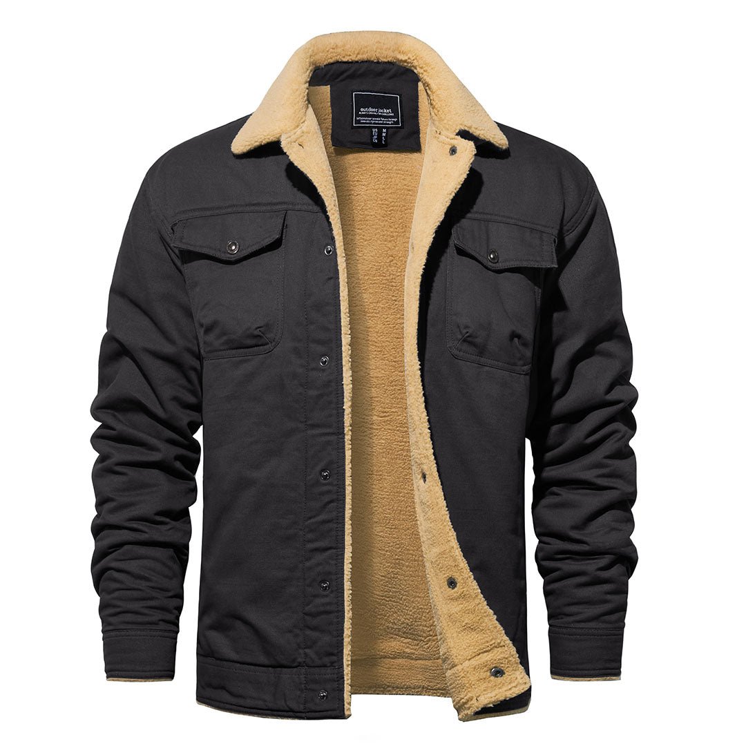 Men's Cotton Sherpa Lined Cargo Jacket | Casual Winter Coat