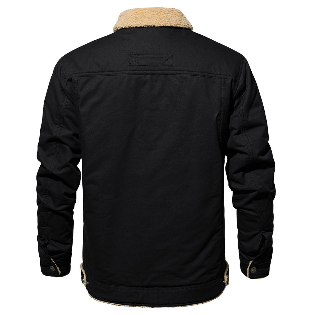 Men's Cotton Sherpa Lined Cargo Jacket | Casual Winter Coat