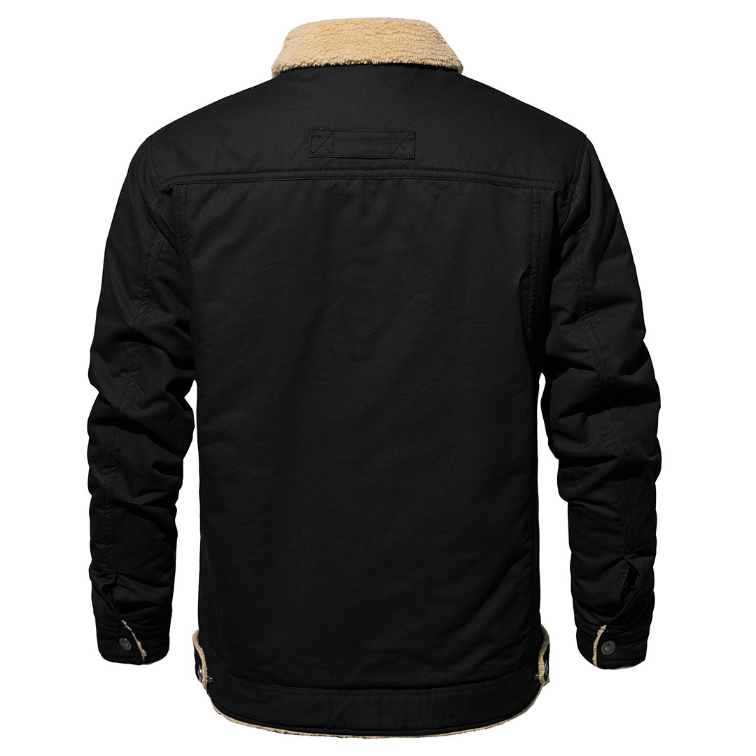 Men's Cotton Sherpa Lined Cargo Jacket | Casual Winter Coat