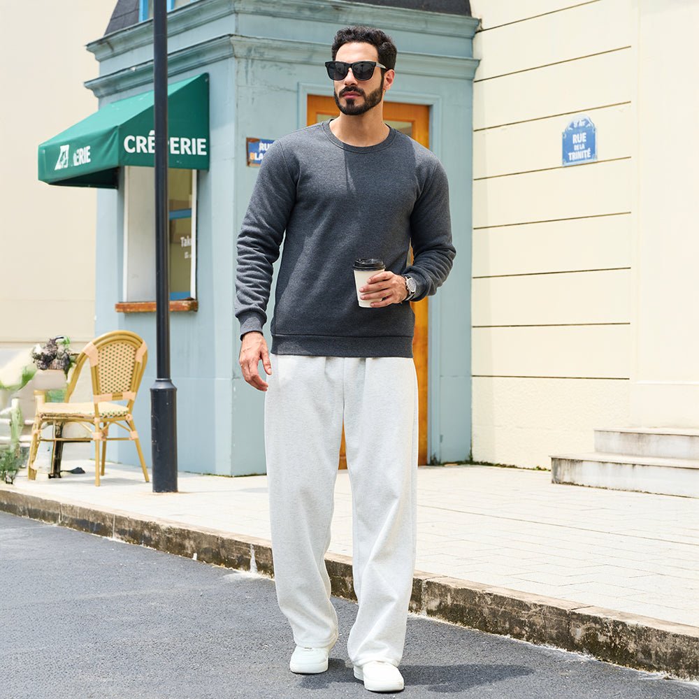 Men's Sherpa Lined Sweatshirt Warm Heavyweight Fleece Pullover