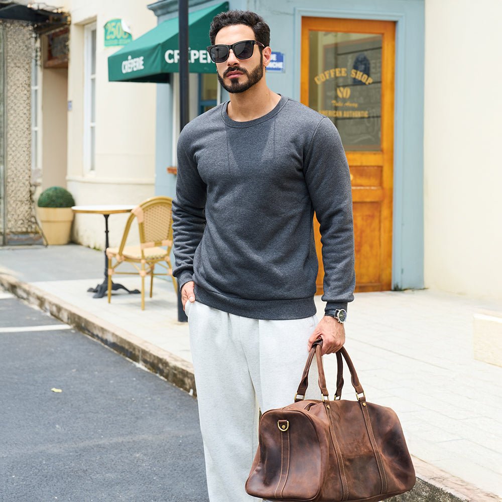 Men's Sherpa Lined Sweatshirt Warm Heavyweight Fleece Pullover
